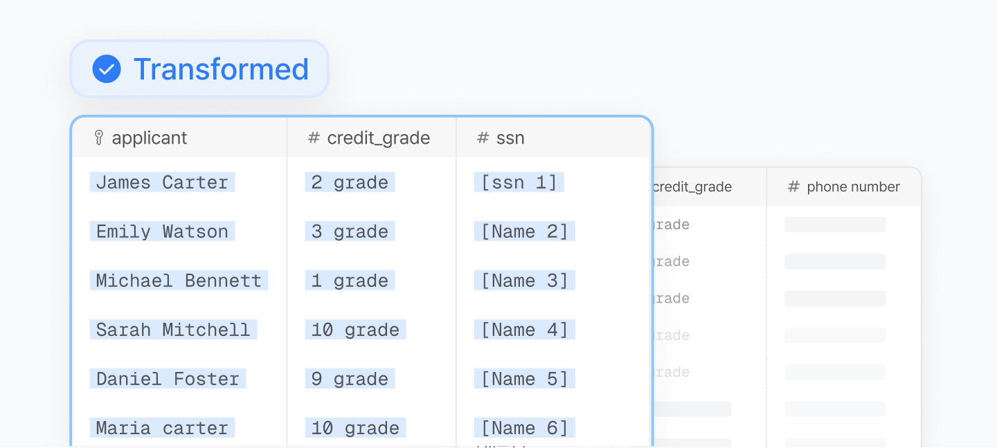 Transformed dataset view with original values kept inside the environment