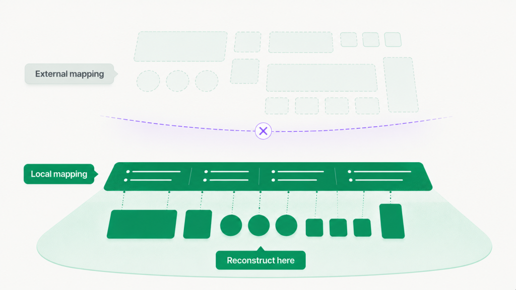 Diagram: External mapping vs local mapping