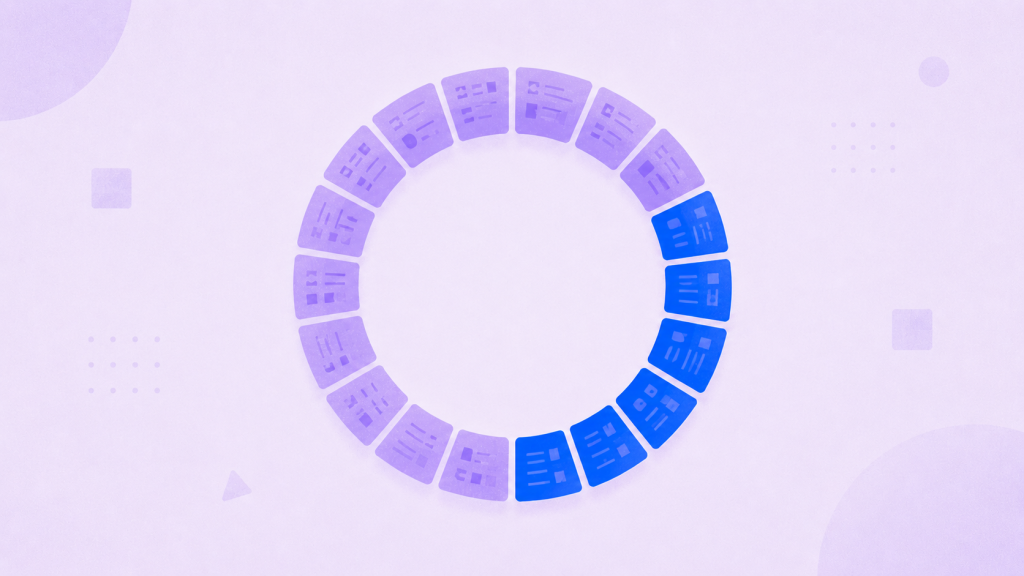 Minimal geometric illustration of a ring chart built from data-block segments, with one arc highlighted in Syntitan blue to represent the share of an AI budget consumed by data cleaning