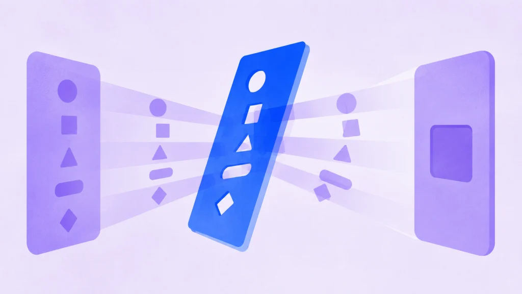 The same shapes pass through a tilted filter and reach the model in a different form, illustrating preprocessing drift.