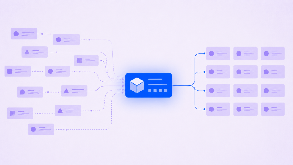 Geometric data blocks pass through a fixed release state into a stable synthetic respondent panel.