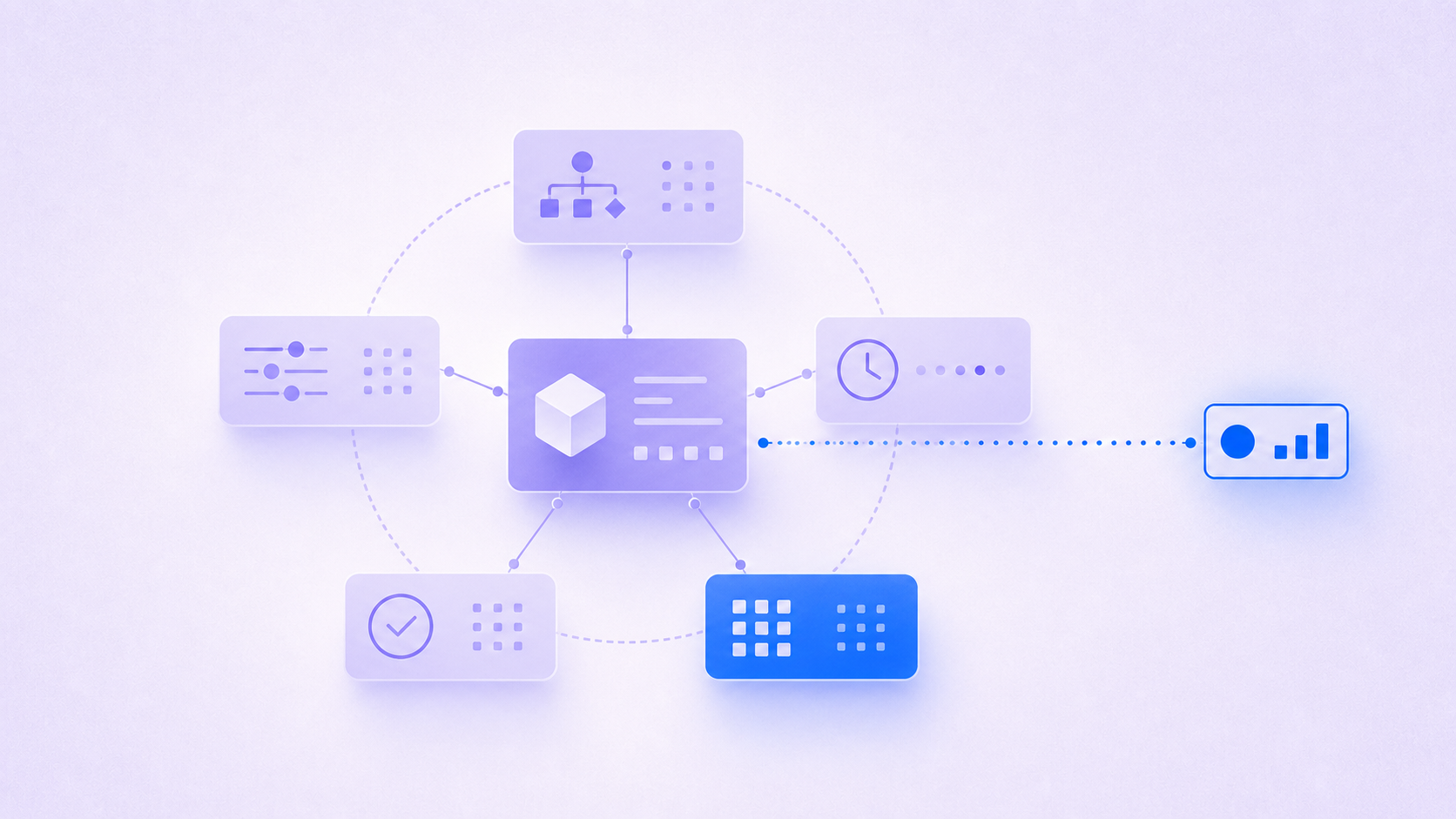Synthetic respondents are connected to five controls: grounding, context, recency, validation, and a fixed data state.