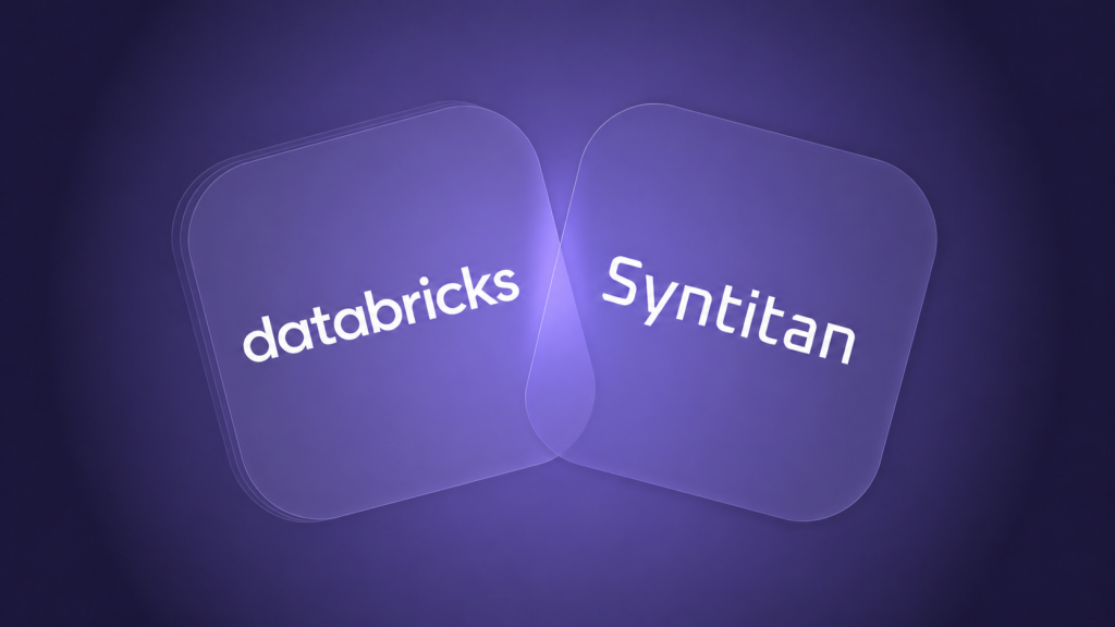 Overlapping violet panels labeled Databricks and Syntitan.