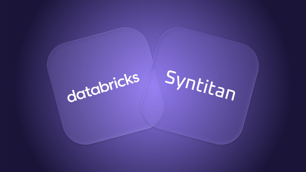 Overlapping violet panels labeled Databricks and Syntitan.