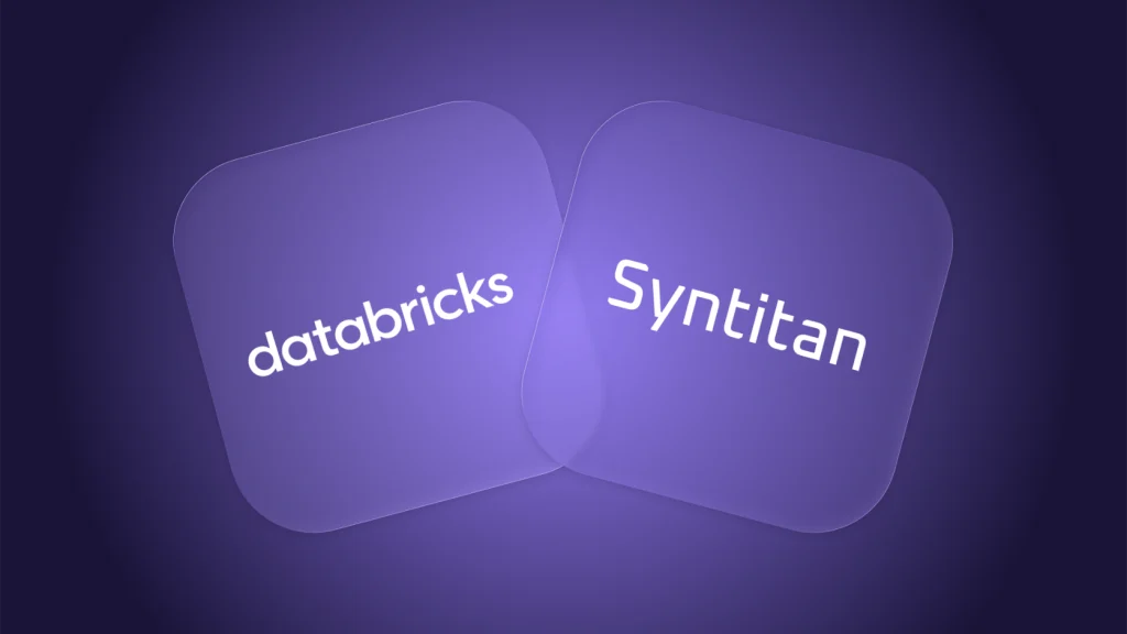 Overlapping violet panels labeled Databricks and Syntitan.