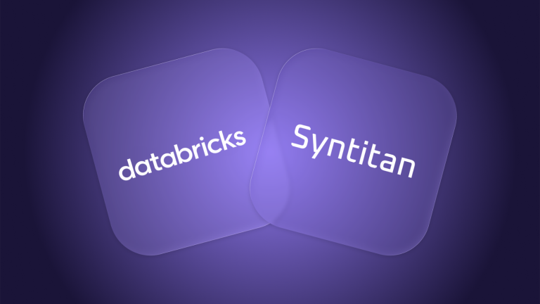 Overlapping violet panels labeled Databricks and Syntitan.