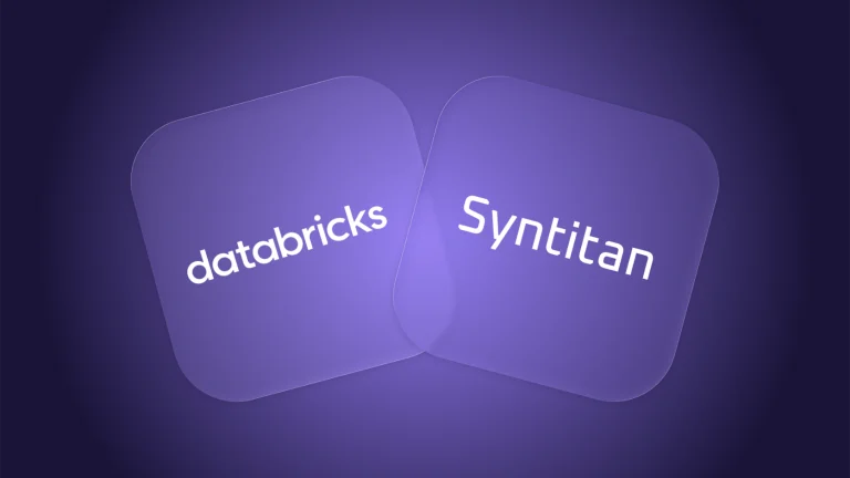 Overlapping violet panels labeled Databricks and Syntitan.