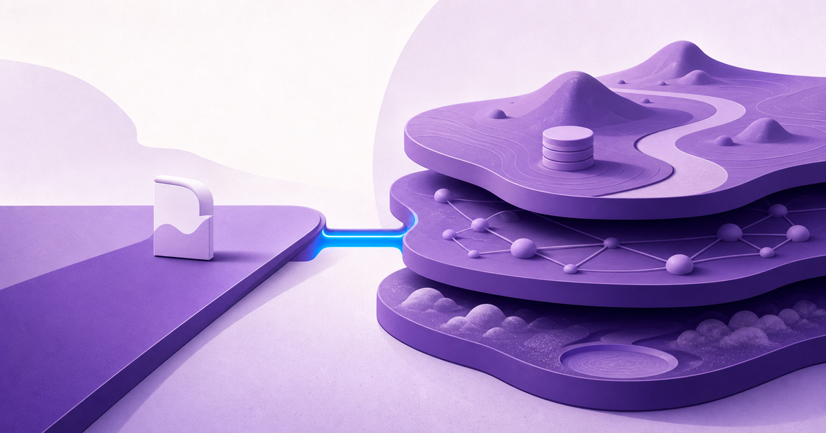 A narrow pilot runway meets a layered production environment through one controlled transition.