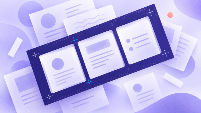Overlapping process documents are organized into clear, measurable work units by a violet registration frame.