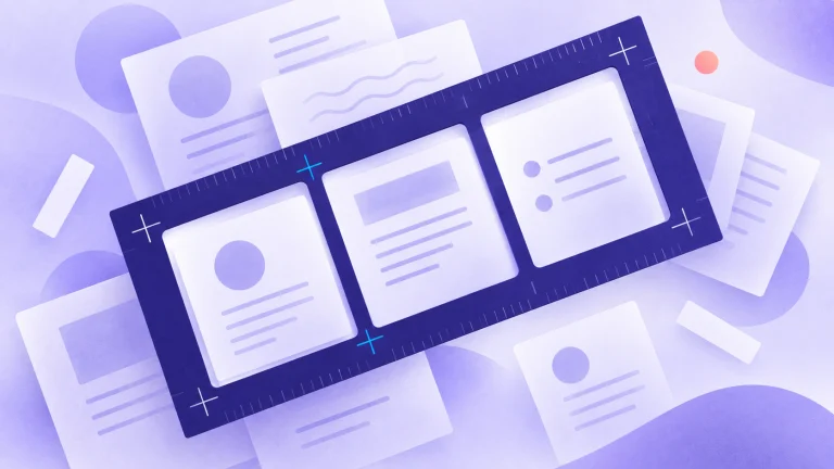 Overlapping process documents are organized into clear, measurable work units by a violet registration frame.