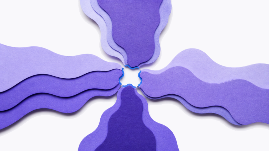Four layered violet context modules align around one shared registration window.