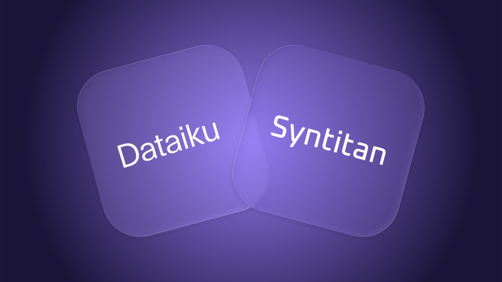 Dataiku and Syntitan shown on overlapping panels representing complementary evidence scopes.