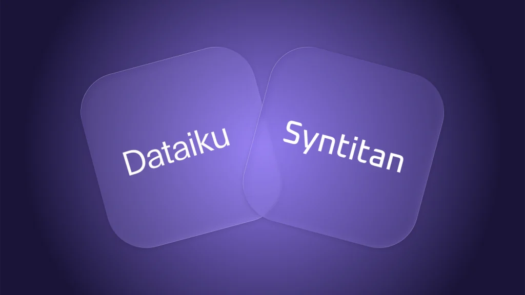 Dataiku and Syntitan shown on overlapping panels representing complementary evidence scopes.