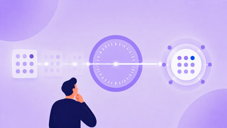 A reviewer watches an older model evaluation pass through a time-based checkpoint into a newly revalidated state.