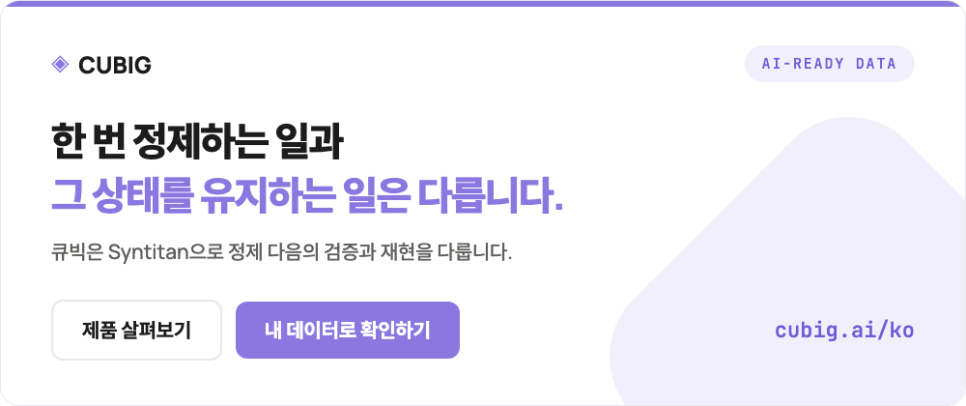 큐빅 공식 홈페이지에서 AI-Ready Data 전환 구조 확인하기
