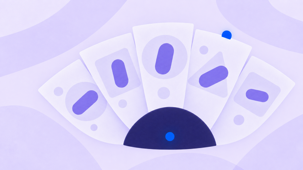 Synthetic data augmentation illustrated by a fan of samples with the same shape in varied orientations and contexts