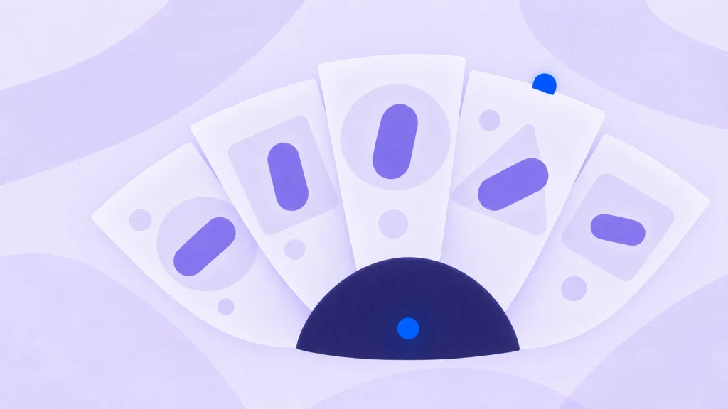 Synthetic data augmentation illustrated by a fan of samples with the same shape in varied orientations and contexts