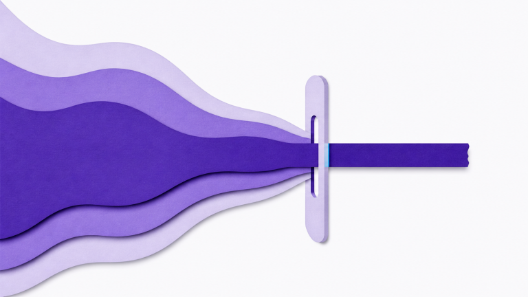 Layered violet data narrows through a task-fit verification boundary.